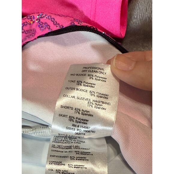 Revolution Costumes Dance‎ Checkered Hot Pink Shorts Long Sleeve Zip Skirt - Picture 8 of 8